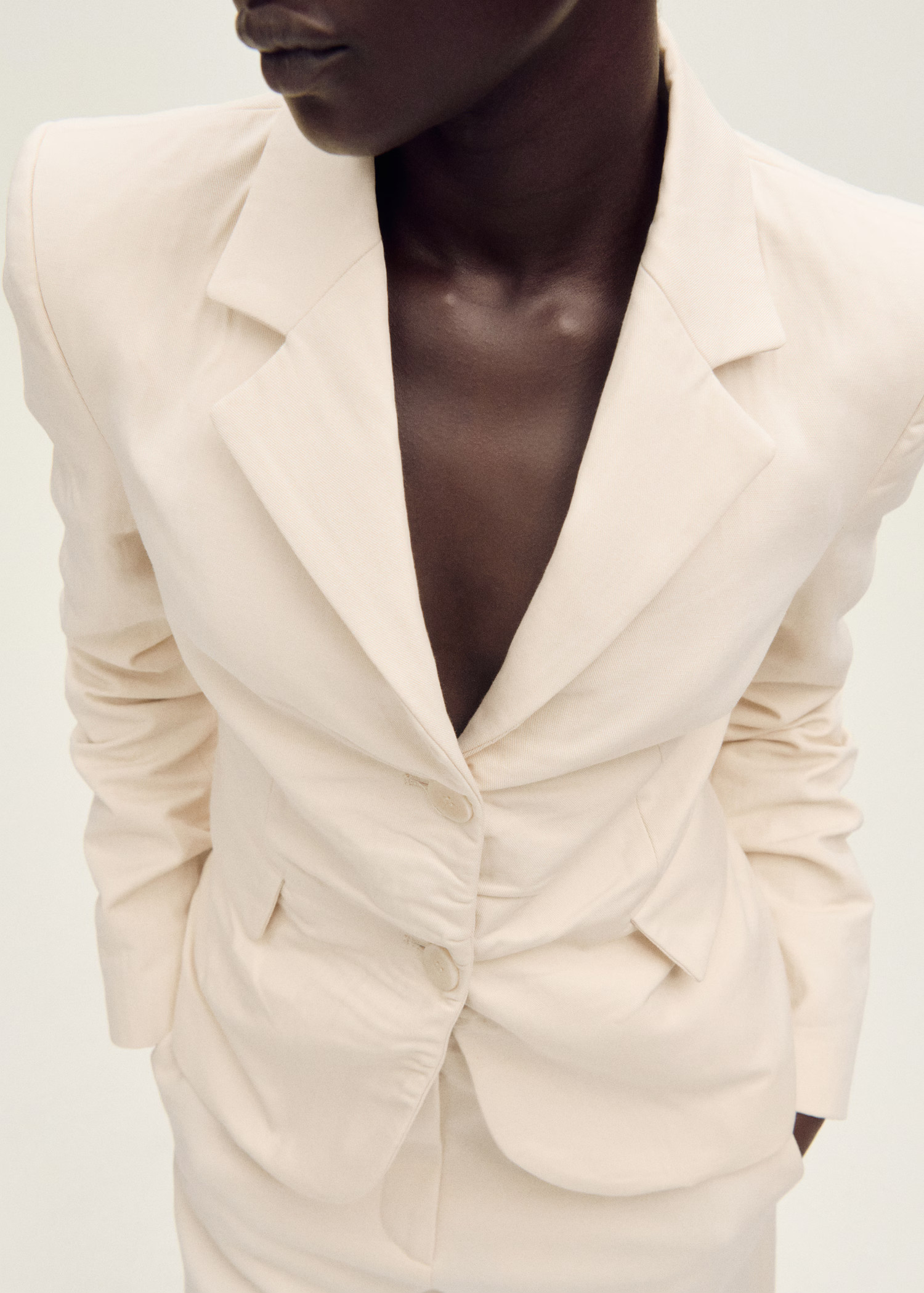 Creased linen-blend suit jacket - Women | MANGO United Kingdom | MANGO (UK)