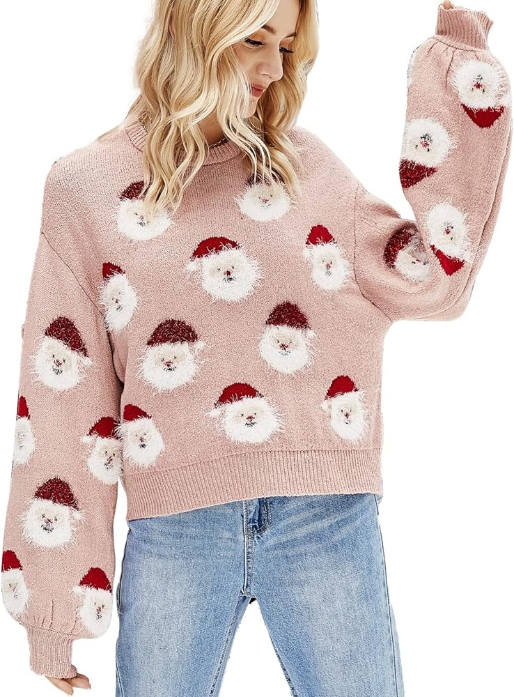LUBOT Ugly Christmas Sweaters for Women Soft Acrylic Blend Cute Fuzzy Funny Wintertime Holiday Pa... | Amazon (US)