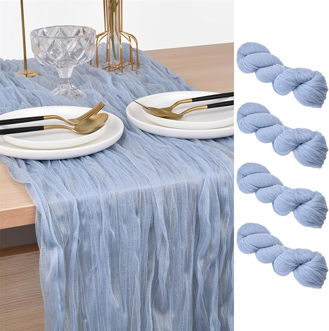 Joanlody Blue Cheesecloth Table Runner Spring Easter 10Ft Rustic Gauze Boho Cheese Cloth Table Ru... | Amazon (US)