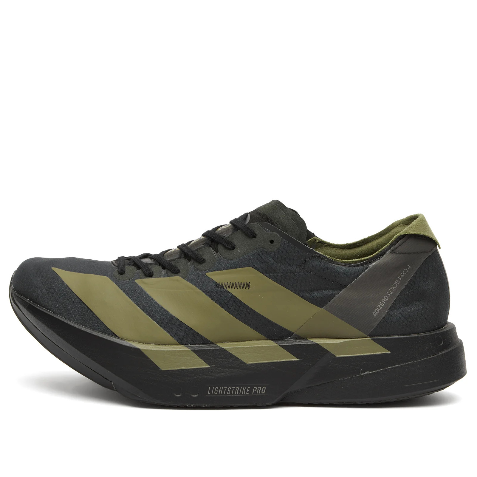 Adidas Running Men's adidas Adizero Adios Pro 4 Sneaker in Core Black/Focus Olive/Charcoal, Size UK 6 | END. Clothing