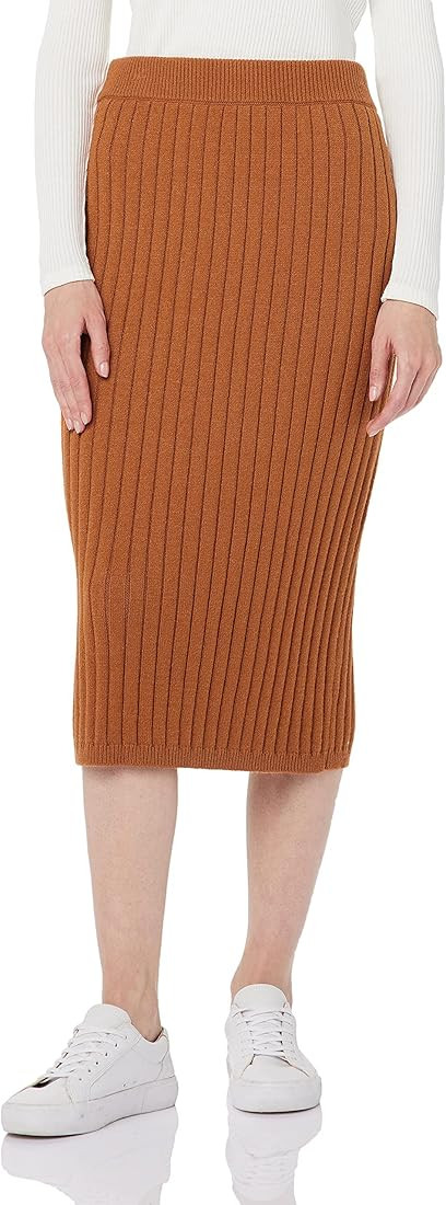 JSTEX Skirts for Women Slit High Waisted Pencil Skirt Ribbed Knit Skirt Bodycon Midi Sweater Skir... | Amazon (US)