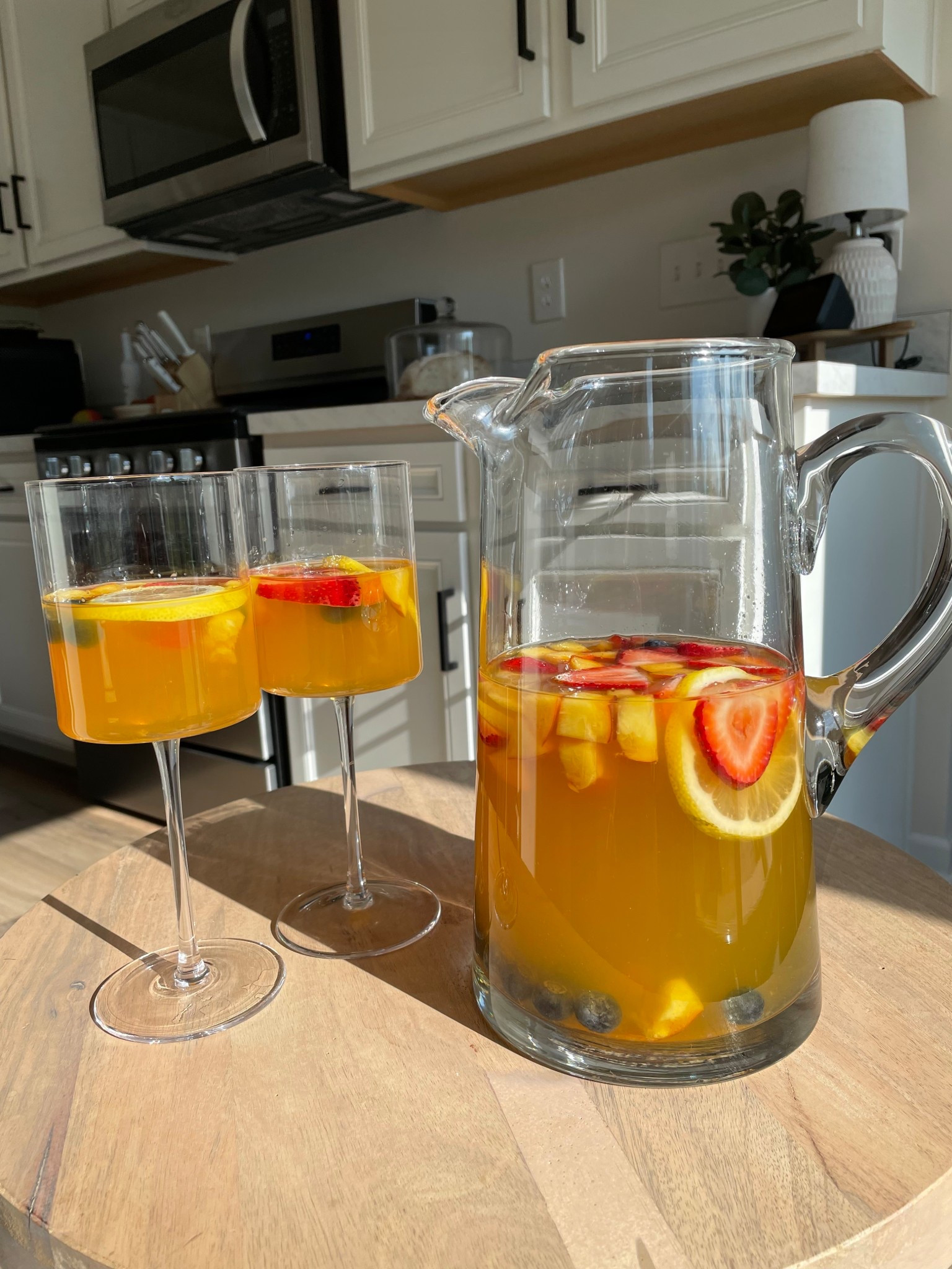 The summer mocktail is here! Non-alcoholic Summer sangria!

Ingredients
• 1 bottle of NA Sauvignon Blanc
• 2 cups of peach juice
• 1 cup peaches
• 1 cup strawberries
• 1 cup blueberries
• 1 lemon sliced

🍑🍑🍑
#mocktails #mocktailgirlie #sangria #mocktailrecipe

#LTKParties #LTKSeasonal #LTKHome