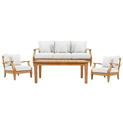 Matinque 4 Piece Teak Outdoor Conversation Sofa Set | Wayfair North America