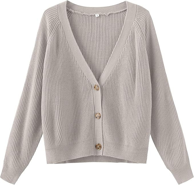 TASAMO Women's Long Sleeve Knit Sweater Open Front Cardigan Button Loose Outerwear | Amazon (US)
