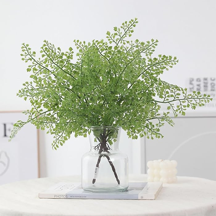 4Pcs 15.35" Artificial Maidenhair Fern Plants Green Realistic Plastic Faux Maiden Hair Fern Stems... | Amazon (US)