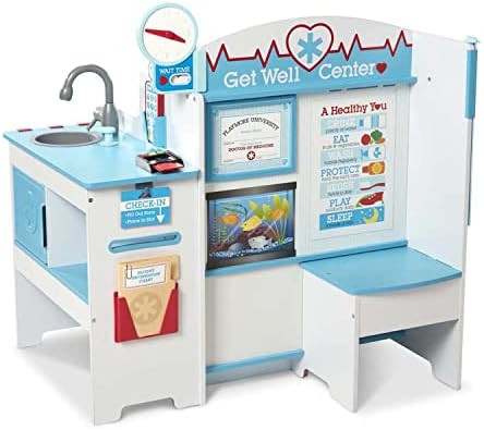 Melissa & Doug Wooden Get Well Doctor Activity Center - Waiting /Exam Room, Check-In Area - Toddl... | Amazon (US)