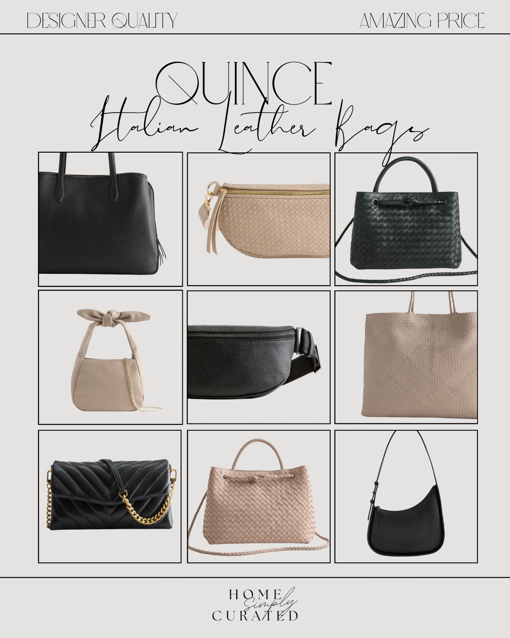 I’ve purchased 2 Italian leather bags from Quince and am really impressed with the quality for the price! I have the top center and bottom center! All of their bags come in multiple colors too! 

Designer looks for less, #onequince quiet luxury handbag, neutral handbag edit, capsule wardrobe bag, classic leather handbag, everyday leather tote, elevated basics accessories, modern minimalist handbag

#LTKOver40 #LTKFindsUnder50
