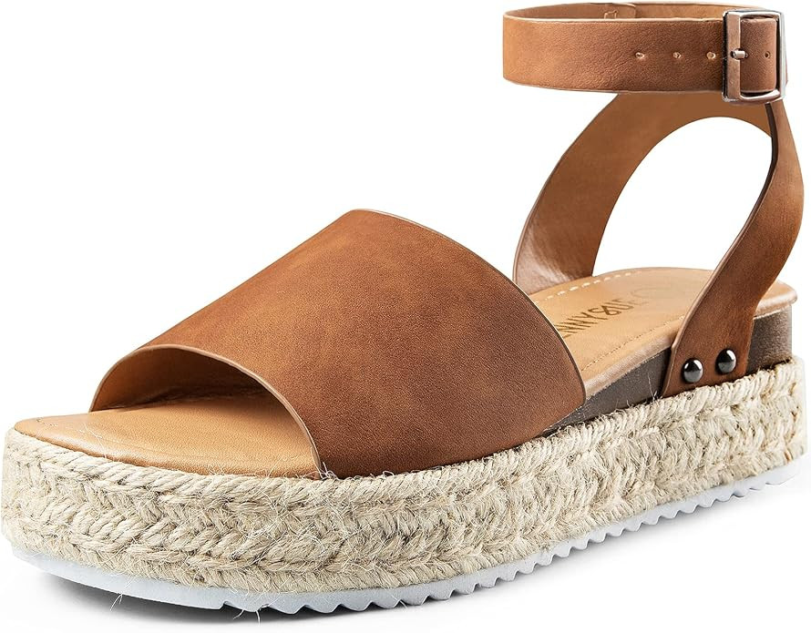 COASIS Women's Wedge Sandals Platform Espadrilles with Ankle Strap Open Toe | Amazon (US)