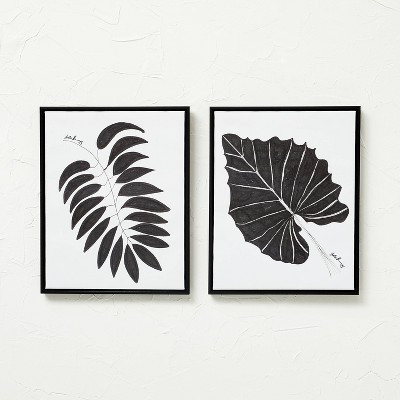(Set of 2) 16" x 20" Leaf Duo Framed Canvases Black - Opalhouse™ designed with Jungalow™ | Target
