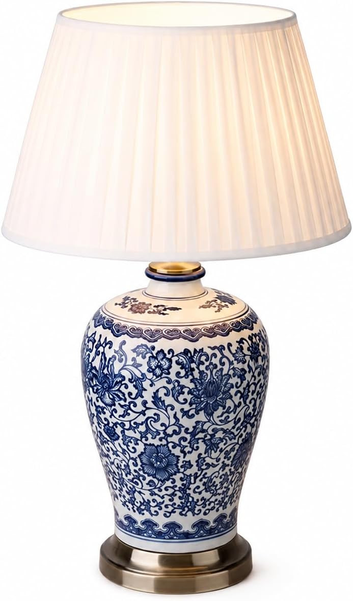 YUDIZWS Vintage Bedside Lamp Large Table Lamps for Living Room Ceramic | Amazon (UK)