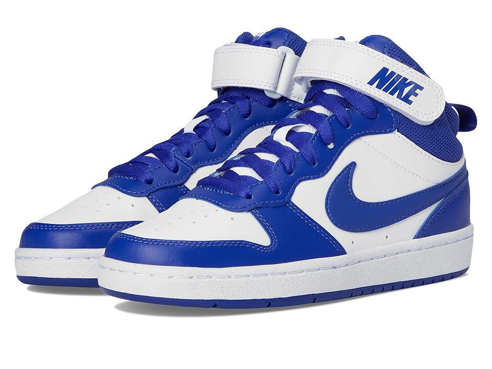 Nike Kids Court Borough Mid 2 (Big Kid) Kids Shoes White/Deep Night/White: 6.5 Big Kid M | Zappos.com
