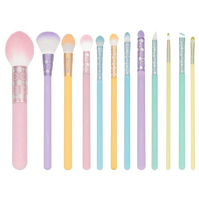 MODA Posh Pastel, 12 pc Signature Makeup Brush Set, Includes - Blush, Highlight, Shadow, Crease, ... | Amazon (US)