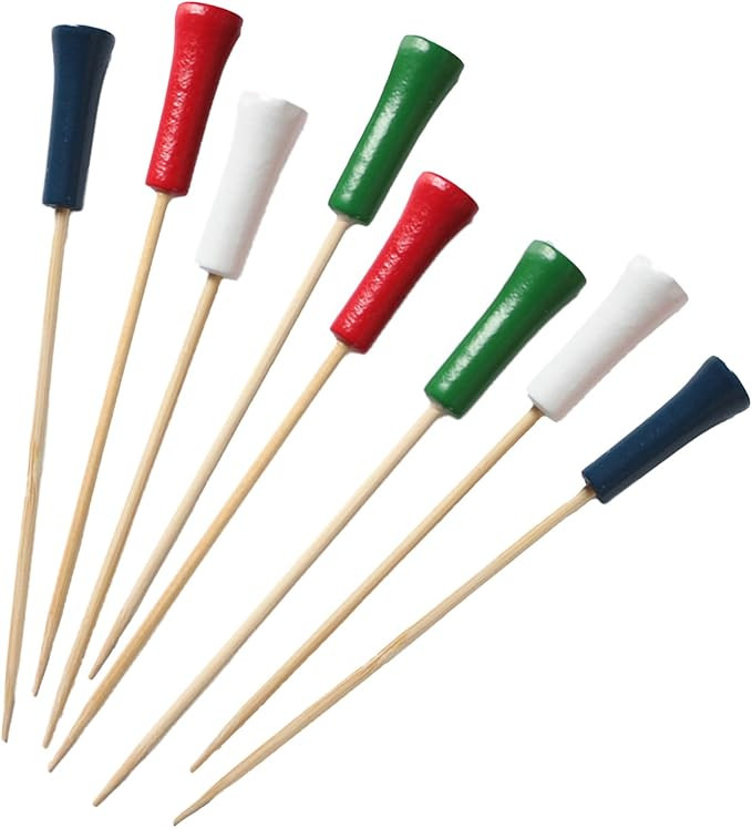 100 PCS Golf Tee Cocktail Toothpicks 4.72 Inch Natural-Bamboo Sports Cocktail Picks For Appetizer... | Amazon (US)