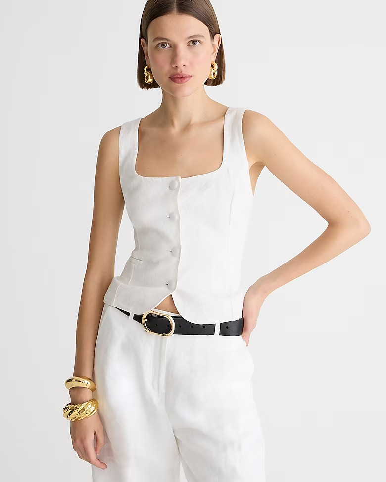 Scoopneck linen-blend vest | J. Crew US