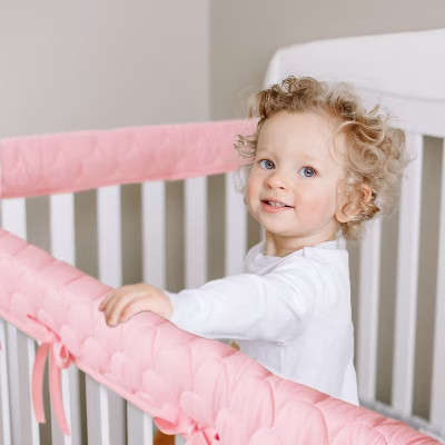 Biloban- 3 Pieces Crib Rail Cover, Crib Rail Guard, Reversible Crib Rail Cover, Teething Guard, Crib Wrap Protectors，Pink&White, Set of 3 | Target