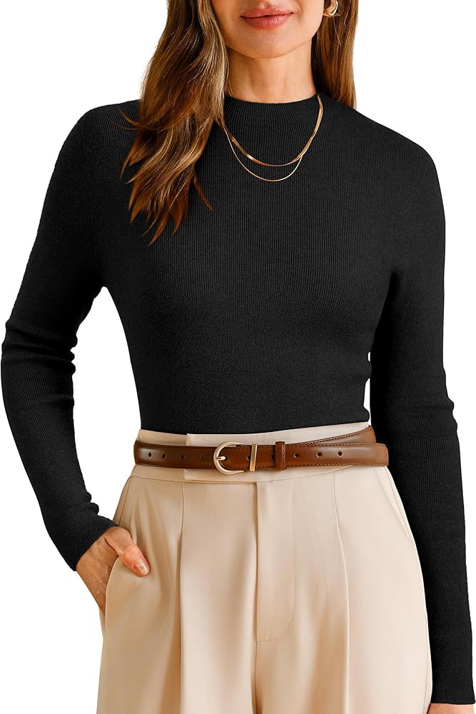 Arach&Cloz Women's Wool Blend Fall Seamless Rip Resistant Warm Layered Tops Business Casual Sweat... | Amazon (US)