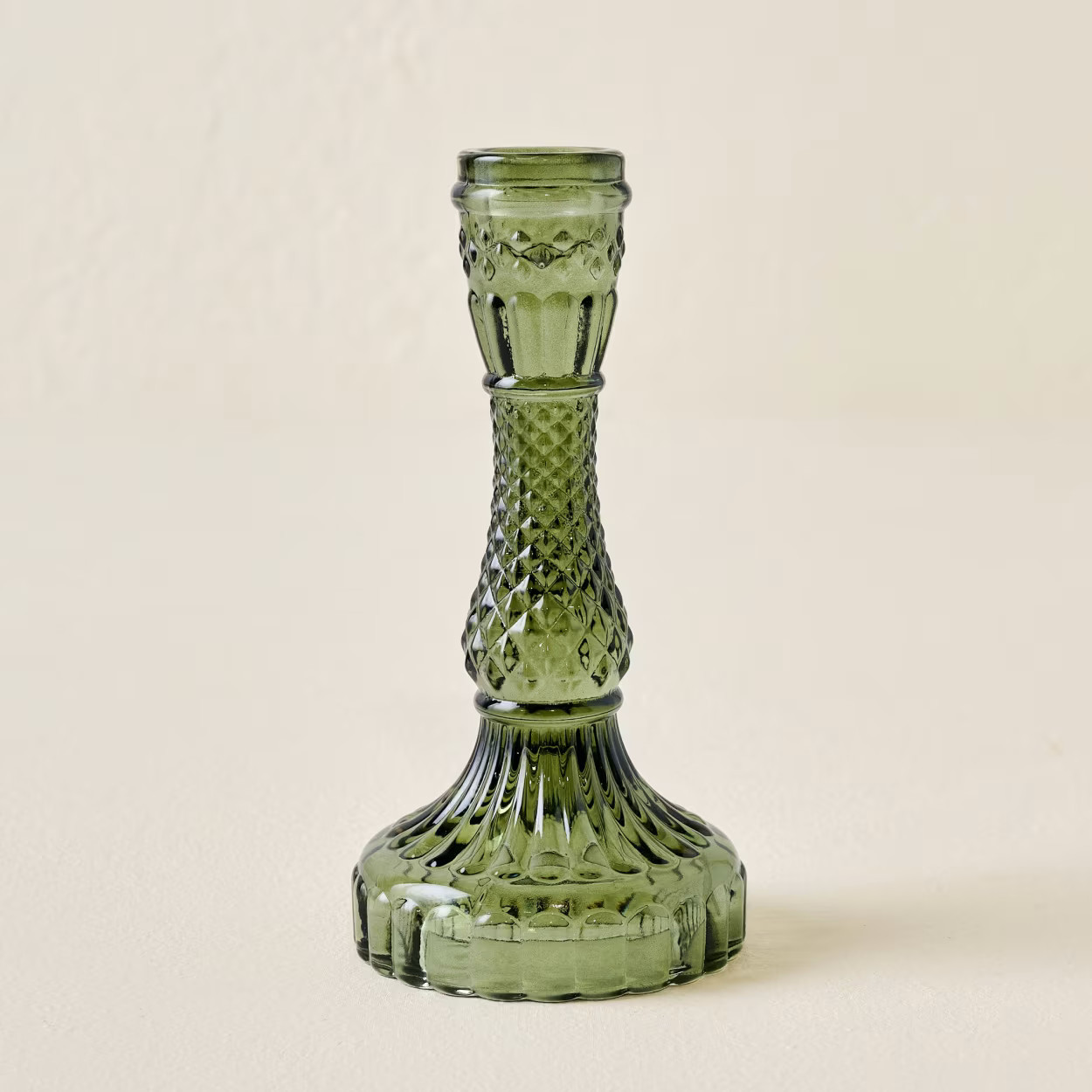 Antique Green Glass Taper Holder | Magnolia