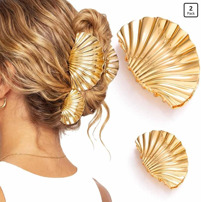 BARTOSI Seashell Claw Clips Gold Hair Clips Beach Hair Accessories for Women and Girls (Pack of 2... | Amazon (US)