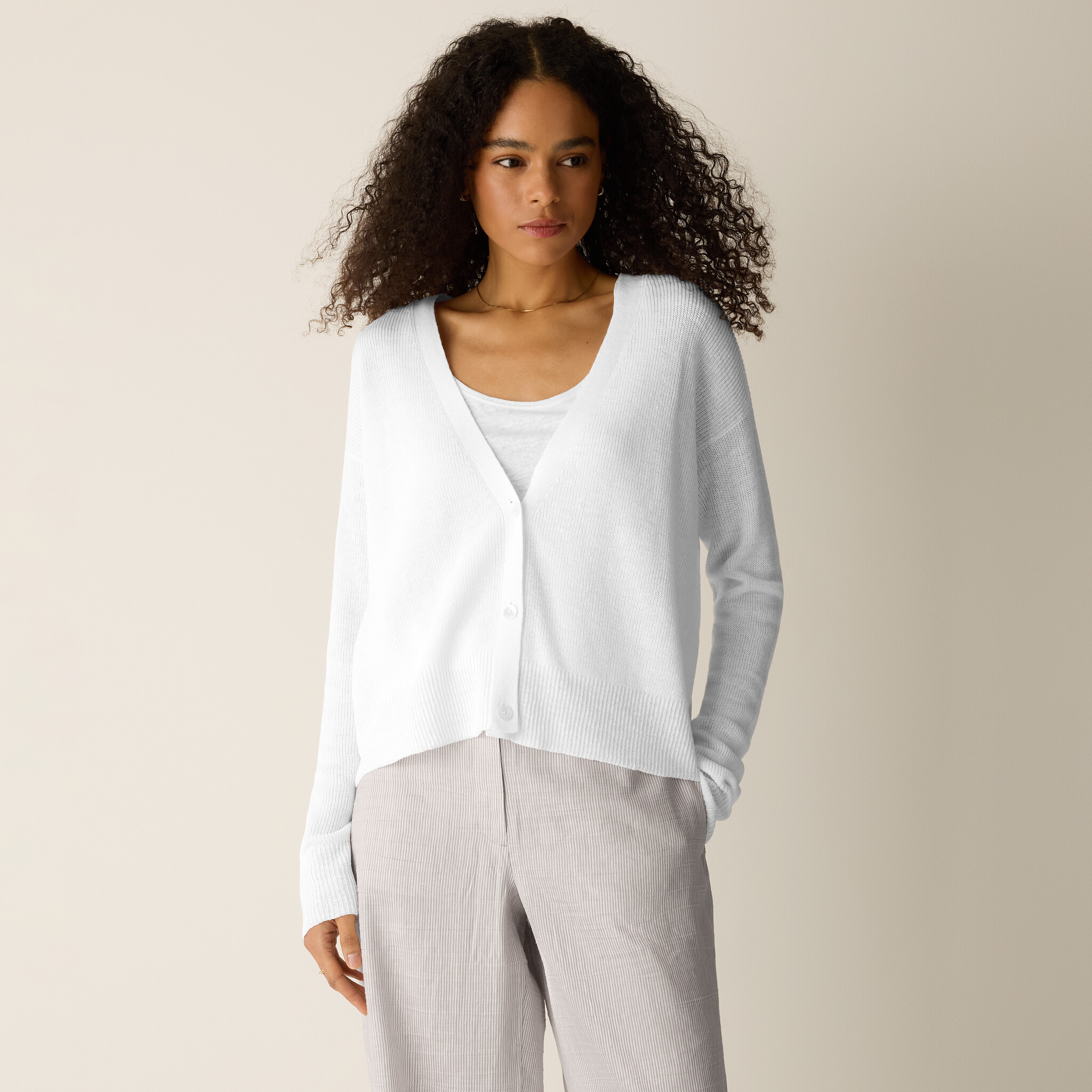Organic Linen Cotton Slouchy Cardigan | Eileen Fisher