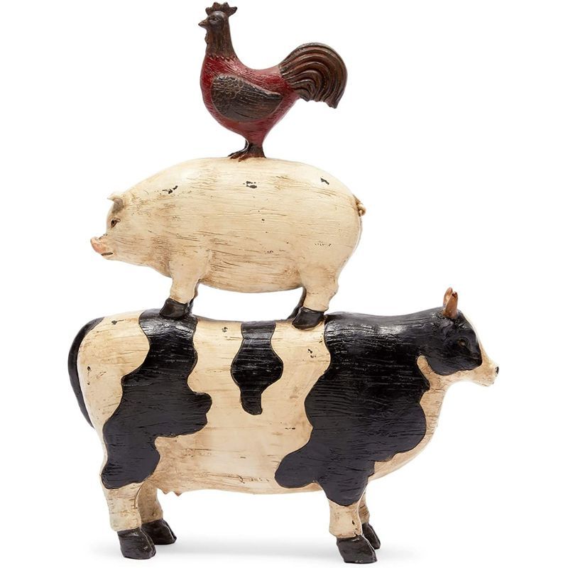 Farmlyn Creek Farm Animal Decor, Chicken, Pig & Cow Resin Figure Statue, Farmhouse Kitchen Decor,... | Target