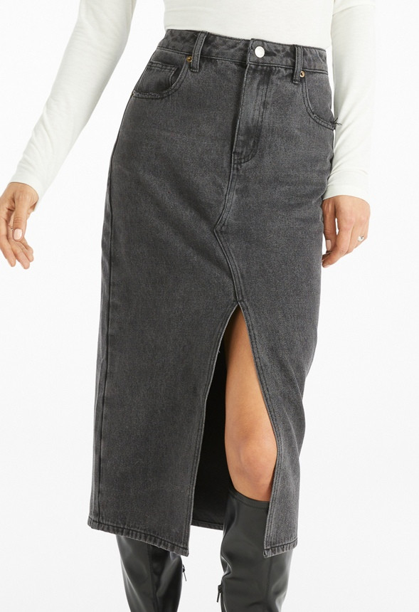 Evan Denim Midi Skirt | JustFab