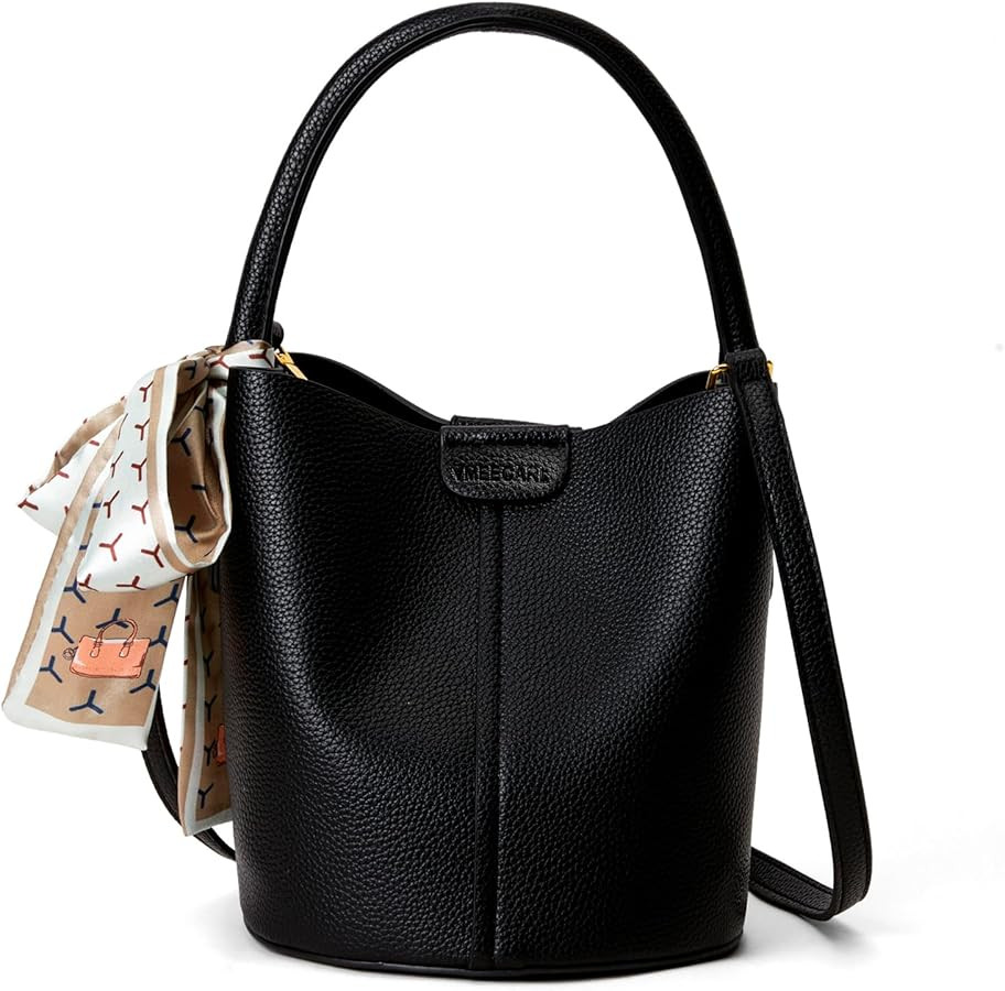 Bucket Bags for Women, Vegan Leather SMALL Crossbody Bags, Trendy Top-handle purses with 2 Remova... | Amazon (US)