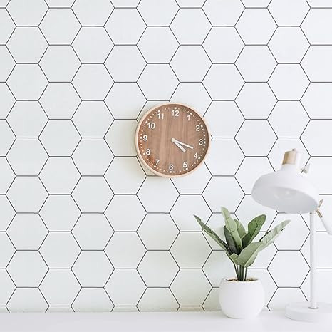 Grey and White Wallpaper White Hexagon Wallpaper Peel and Stick Wallpaper Removable Wallpaper Sel... | Amazon (US)