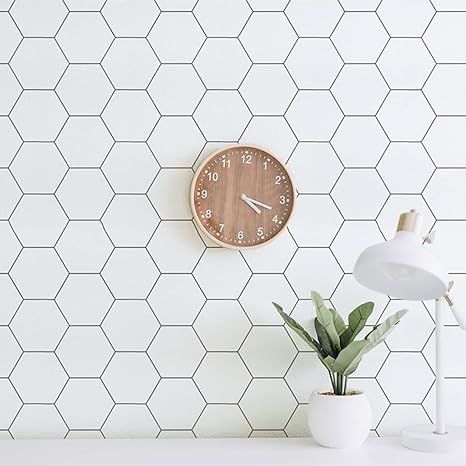 Grey and White Wallpaper White Hexagon Wallpaper Peel and Stick Wallpaper Removable Wallpaper Sel... | Amazon (US)