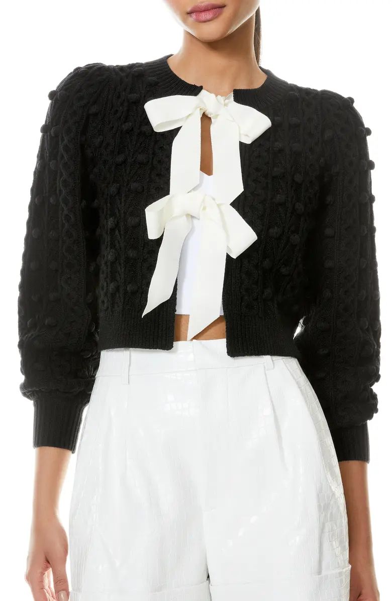 Kitty Bow Front Bobble Crop Cardigan | Nordstrom