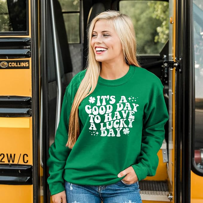 St. Patrick's Day Sweatshirt Women Shamrock Heart Shirts Irish Gift Crewneck Casual Loose Fit Top... | Amazon (US)