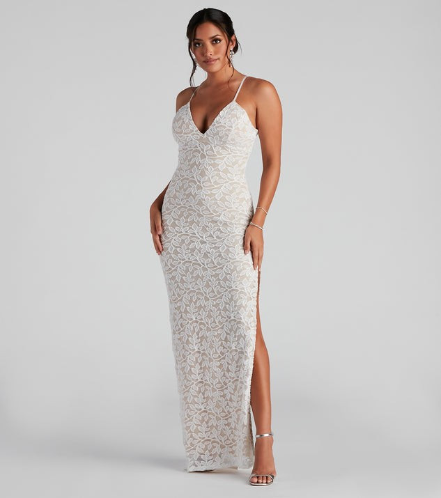 Dixie Lace Mesh High-Slit Formal Dress | Windsor Stores