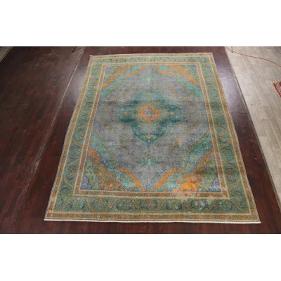 One-of-a-Kind Hand-Knotted 1950s 9'10" x 12'10" Wool Area Rug in Blue/Green/Orange | Wayfair North America