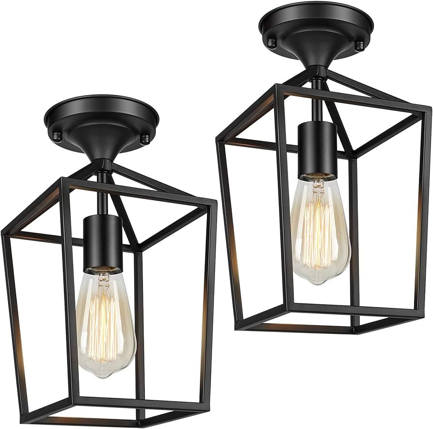 BesLowe 2-Pack Farmhouse Semi Flush Mount Ceiling Light Fixtures for Hallway, Industrial Close to... | Amazon (US)