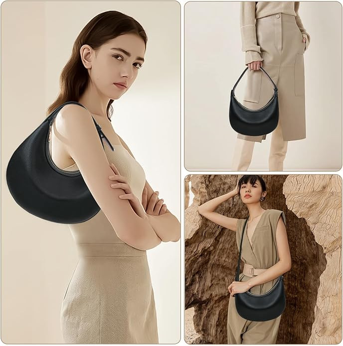 Women Crescent Shoulder Handbag-Large Capacity Crossbody Hobo Purse, Trendy Crescent Bag Clutch H... | Amazon (US)