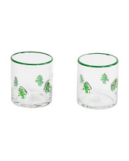 Set Of 2 Christmas Tree Double Old Fashioned Glasses | TJ Maxx