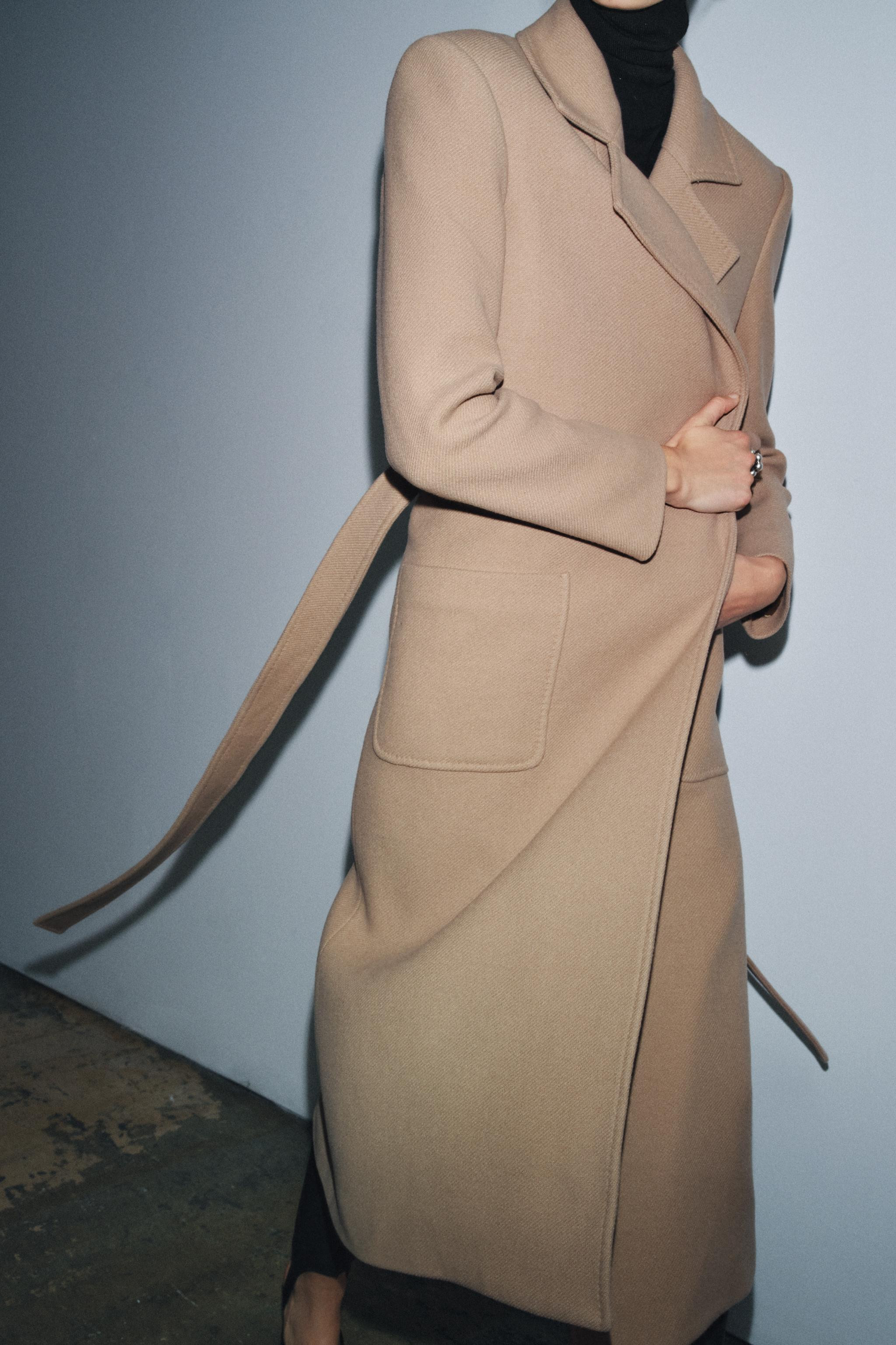 ZW COLLECTION WOOL BLEND BELTED COAT | Zara US