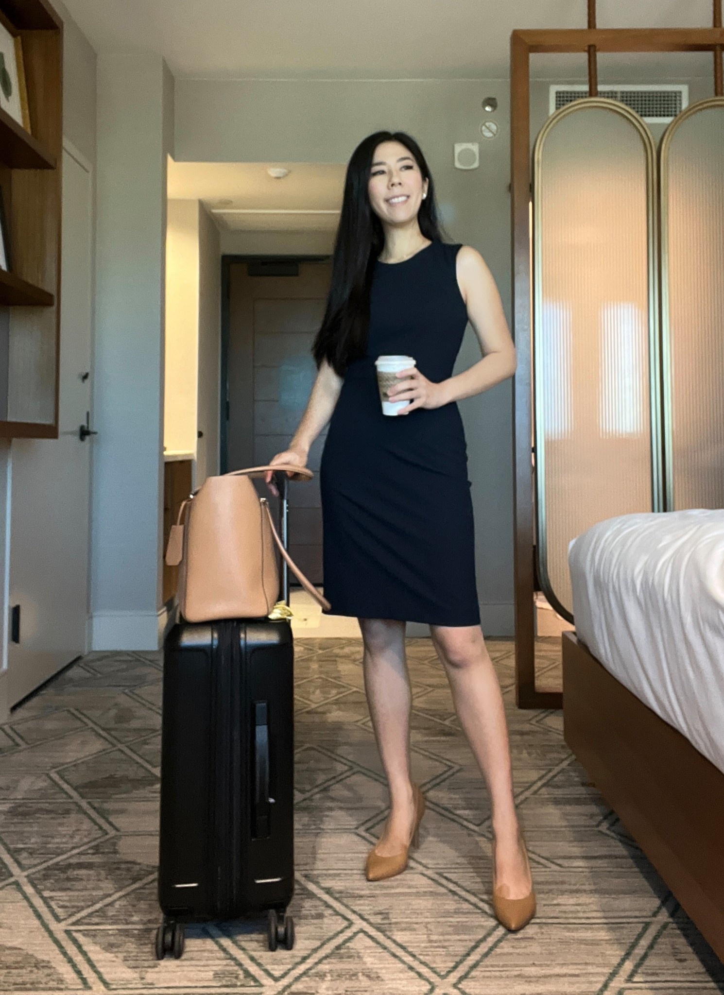 Wore a simple pencil dress for a work meeting and then to the airport. I love a blue and brown combo so I paired this pencil dress with my brown tote bag.

#ootd #businesscasual #workwear

#LTKWorkwear #LTKPetite #LTKStyleTip