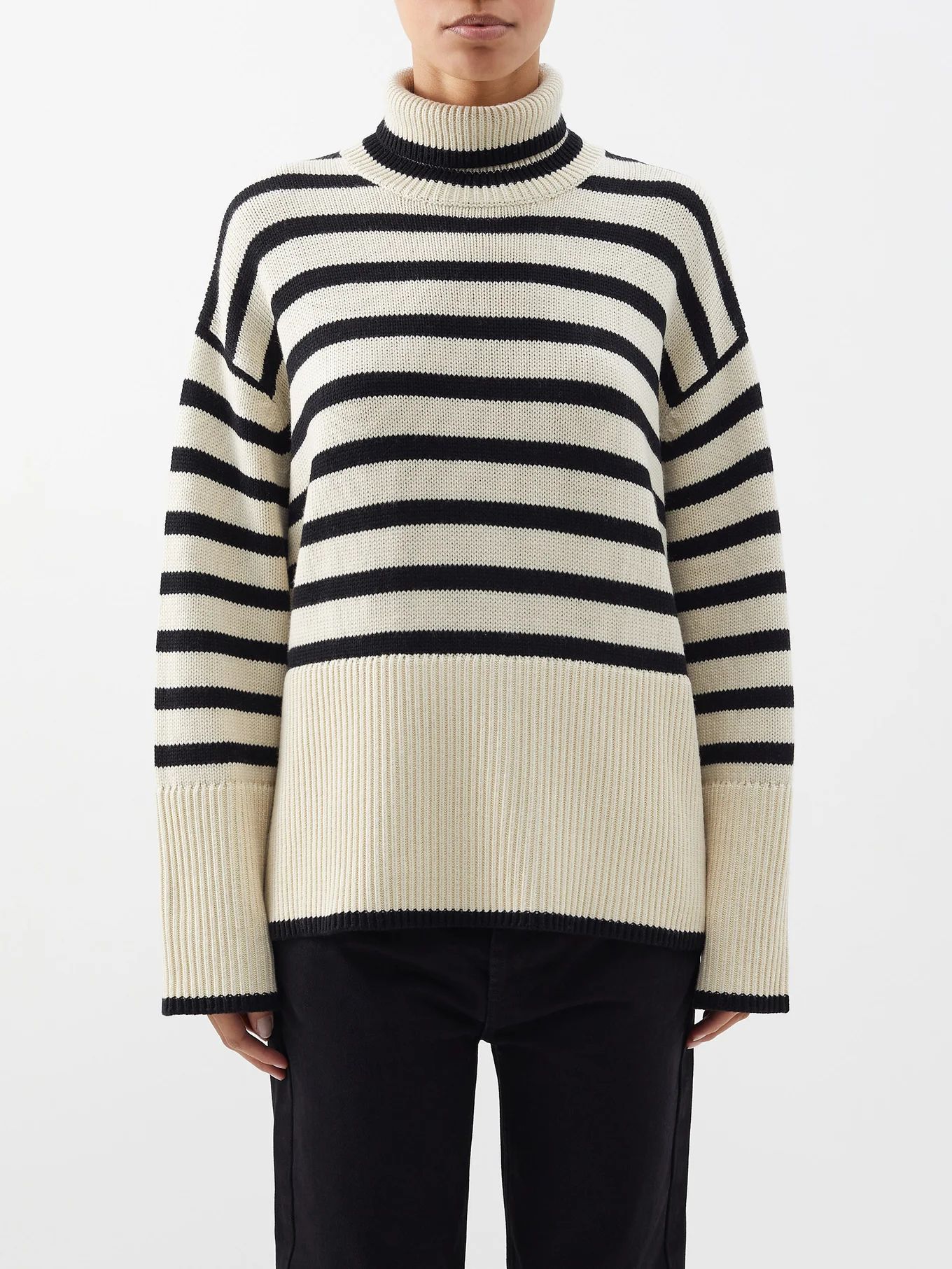 Roll-neck striped wool-blend sweater | Totême | Matches (UK)