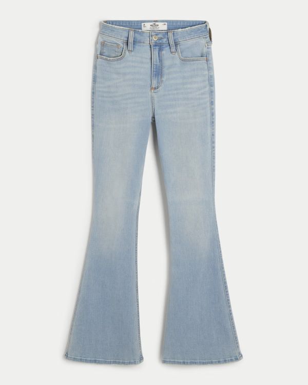 Curvy High-Rise Light Wash Flare Jeans | Hollister (US)