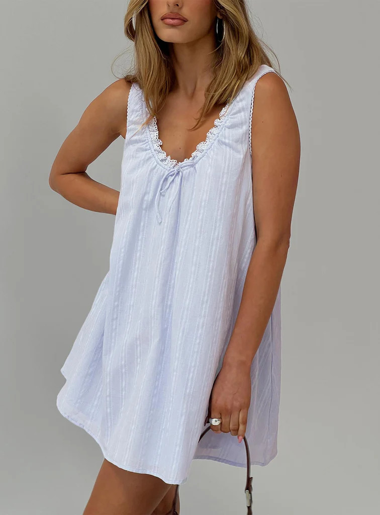 Antiquity Swing Mini Dress Blue | Princess Polly US