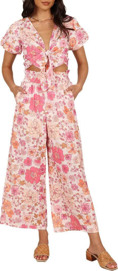 Matilda Floral Print Linen Blend Crop Top & Wide Leg Pants Set | Nordstrom