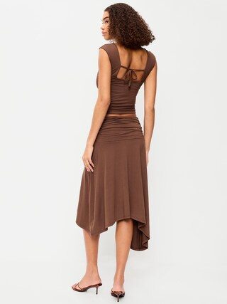 Asymmetrical Draped Midi Skirt | Old Navy (US)
