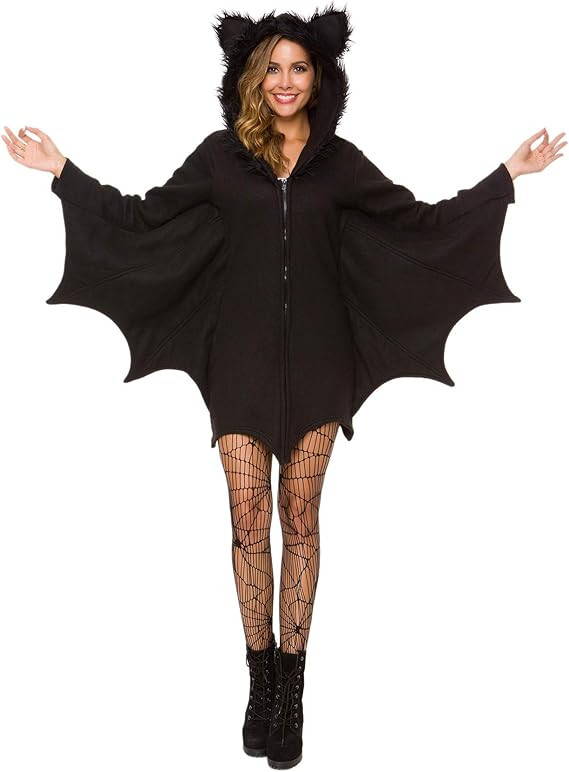 Halloween Costume For Women Bat Cozy Black Animal Adult Cosplay Vampire Zipper Dress | Amazon (US)