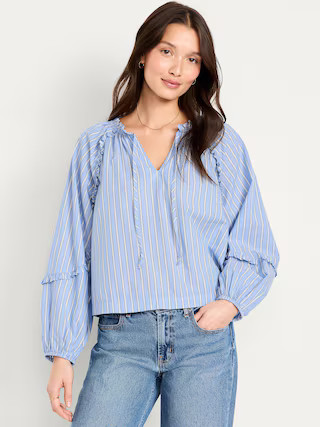 Long-Sleeve Ruffle Trim Top | Old Navy (US)