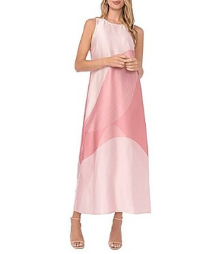 Vince Camuto Satin Round Neck Sleeveless Maxi Shift Dress - S | Dillard's