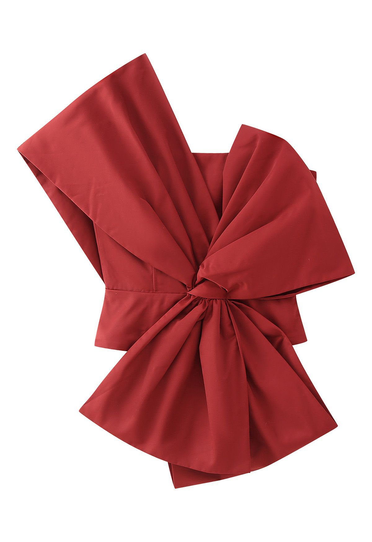 Striking Bowknot One Shoulder Crop Top in Red | Chicwish