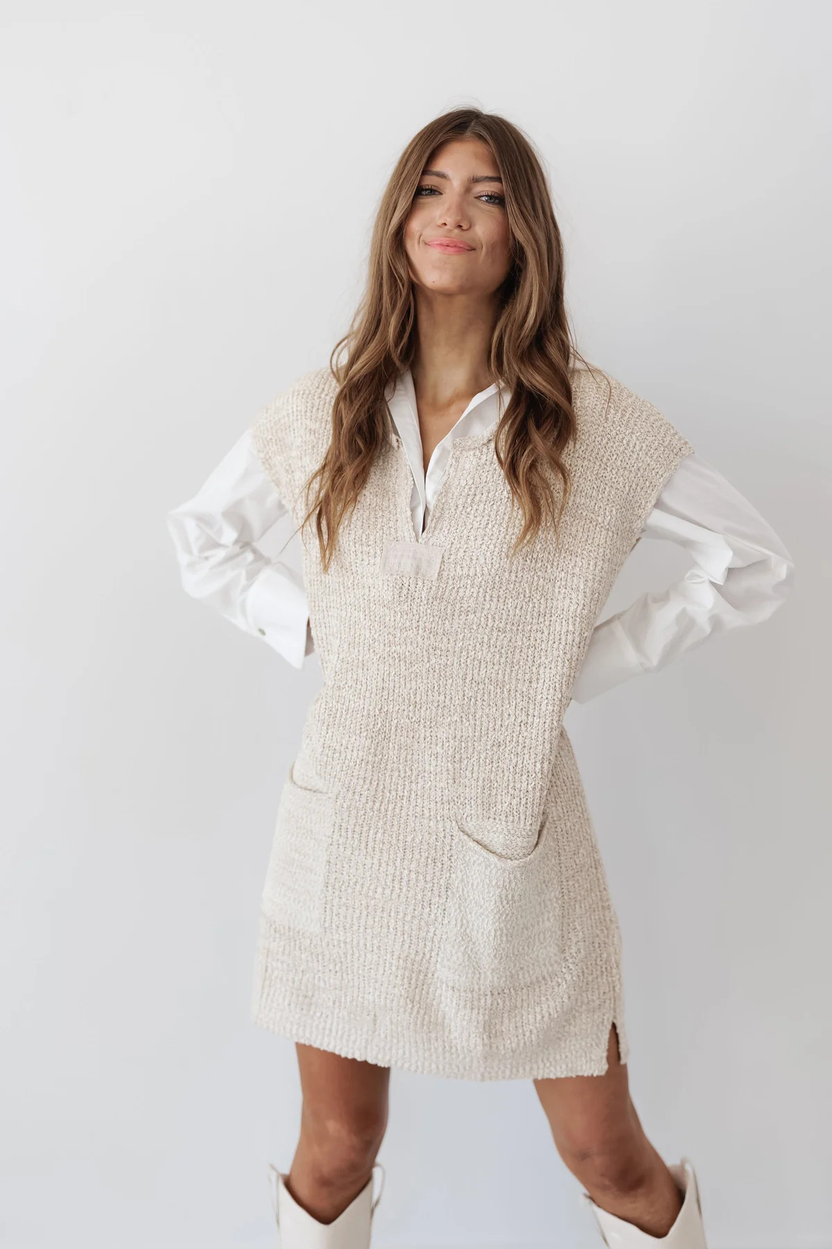 Micah Sweater Vest - Oatmeal | Landry Kate