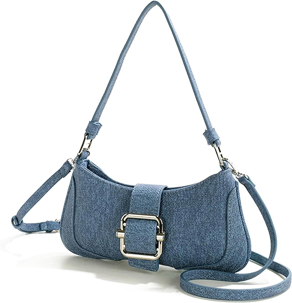 JBB Denim Bag for Women Mini Hobo Purse Leather Canvas Crossbody Small Tote Jean Shoulder Handbag... | Amazon (US)