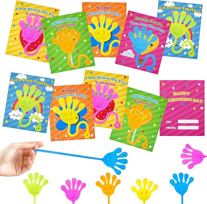 Preschool Valentines Gifts for Kids Class 28 Pack, Valentines Day Slappy Sticky Hands Toys with S... | Amazon (US)