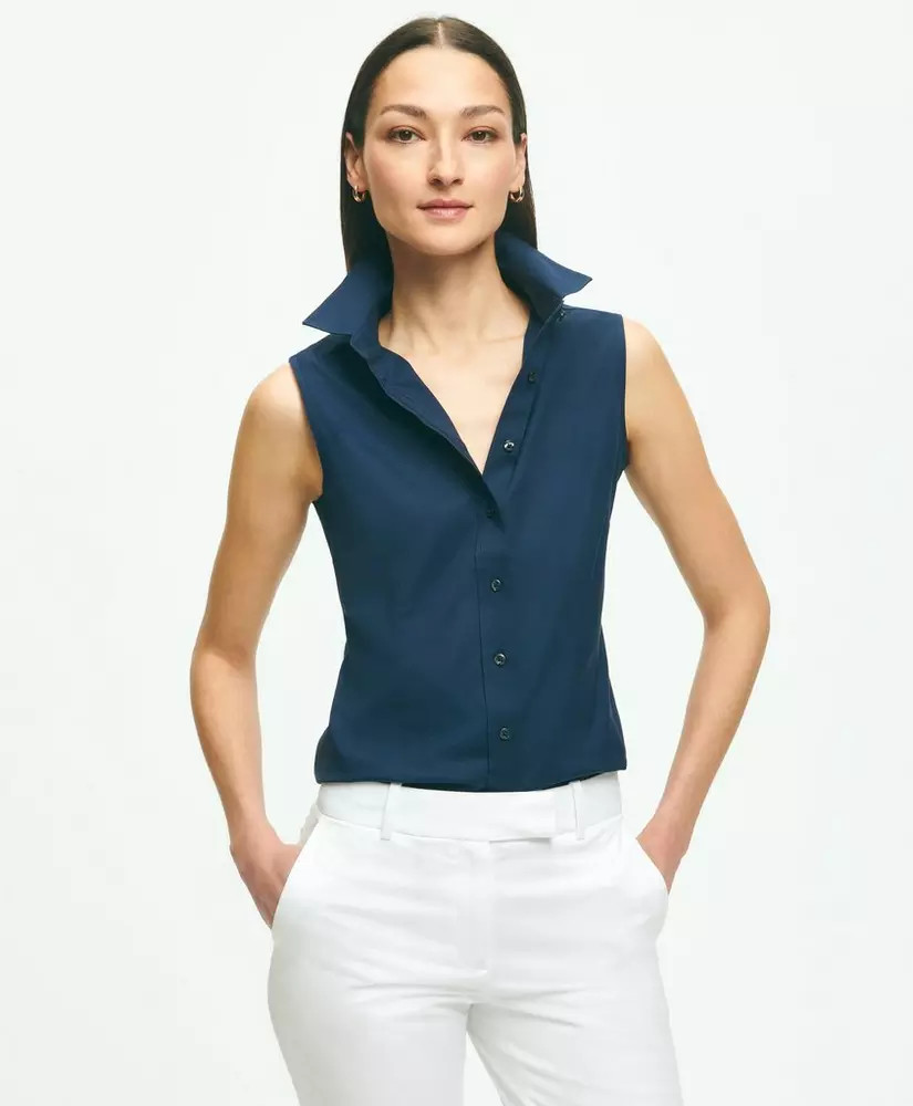 Fitted Non-Iron Stretch Supima® Cotton Sleeveless Dress Shirt | Brooks Brothers